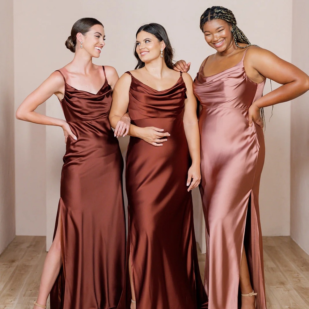 Skye Satin Dress- Mahogany Petite